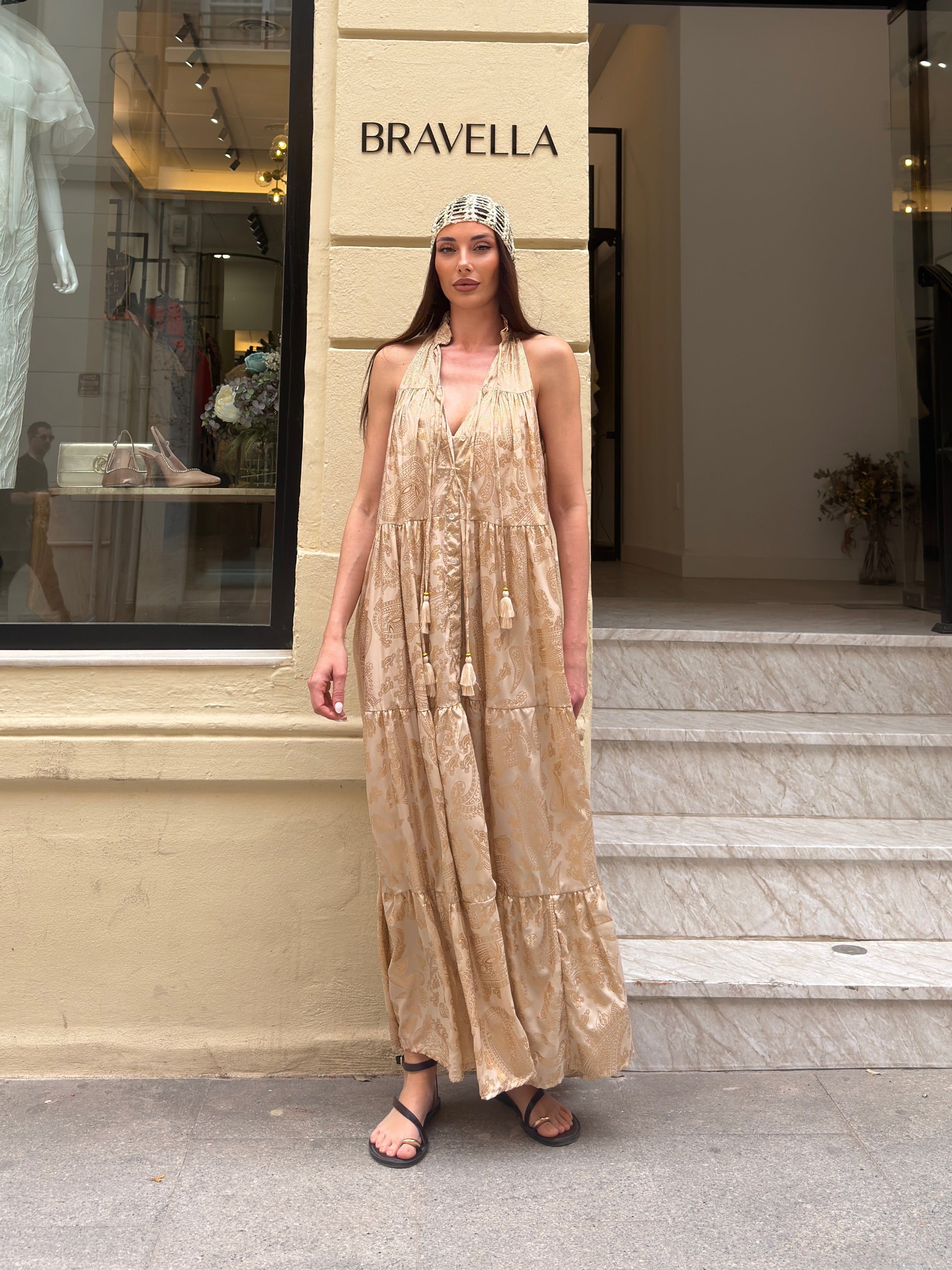 Vestido halter maxi