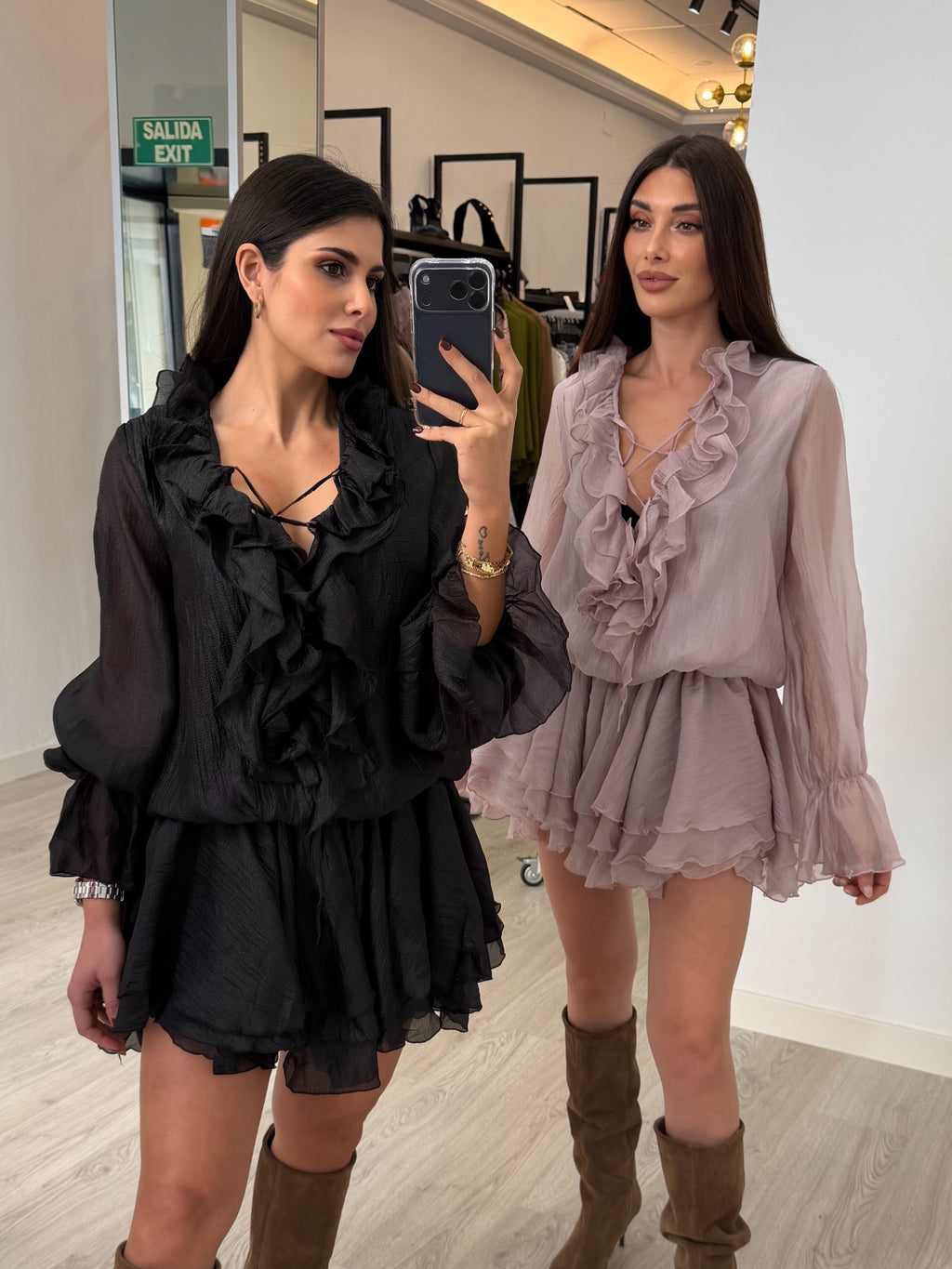 Vestido volantes negro