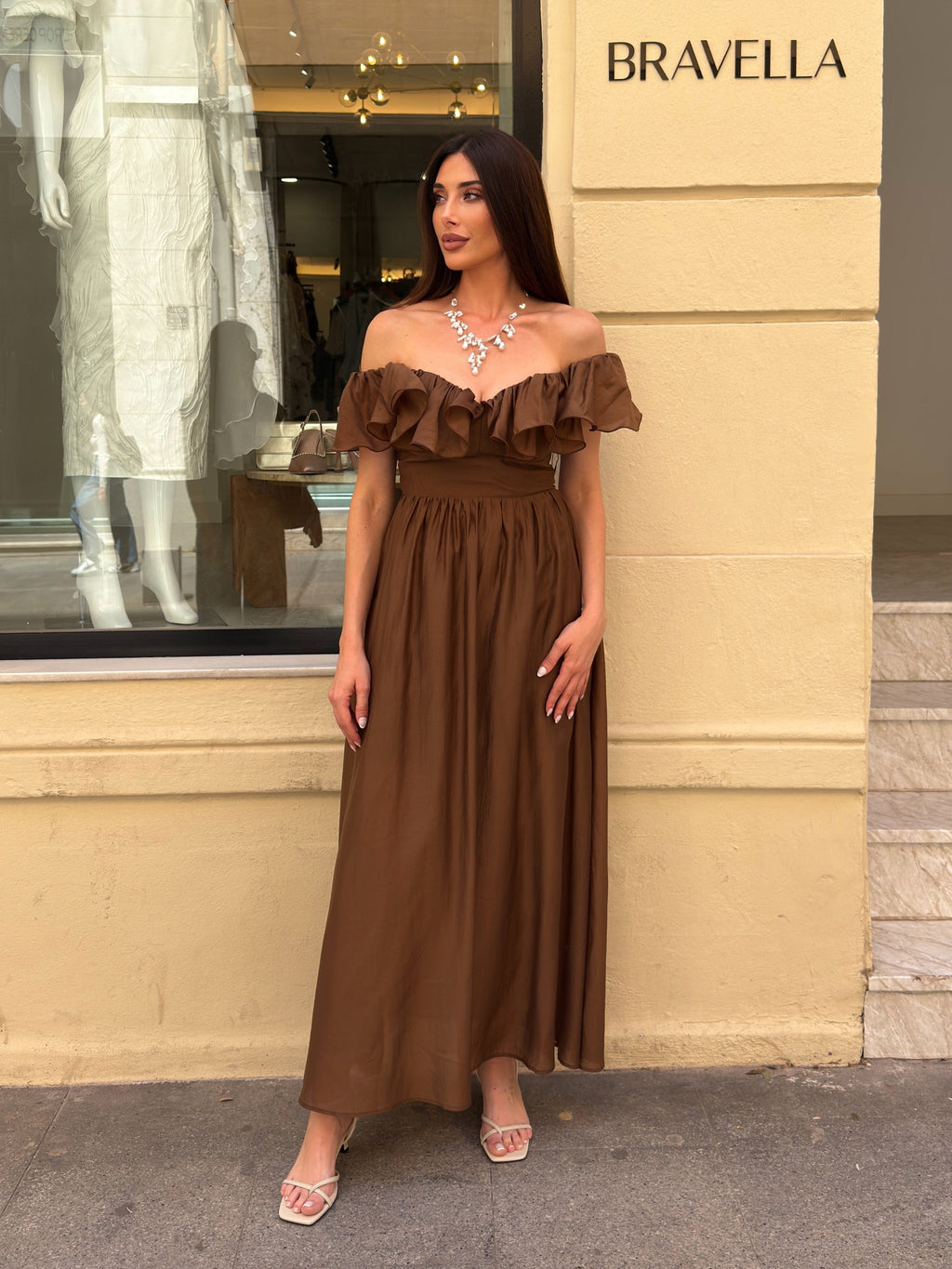 Vestido escote bardot