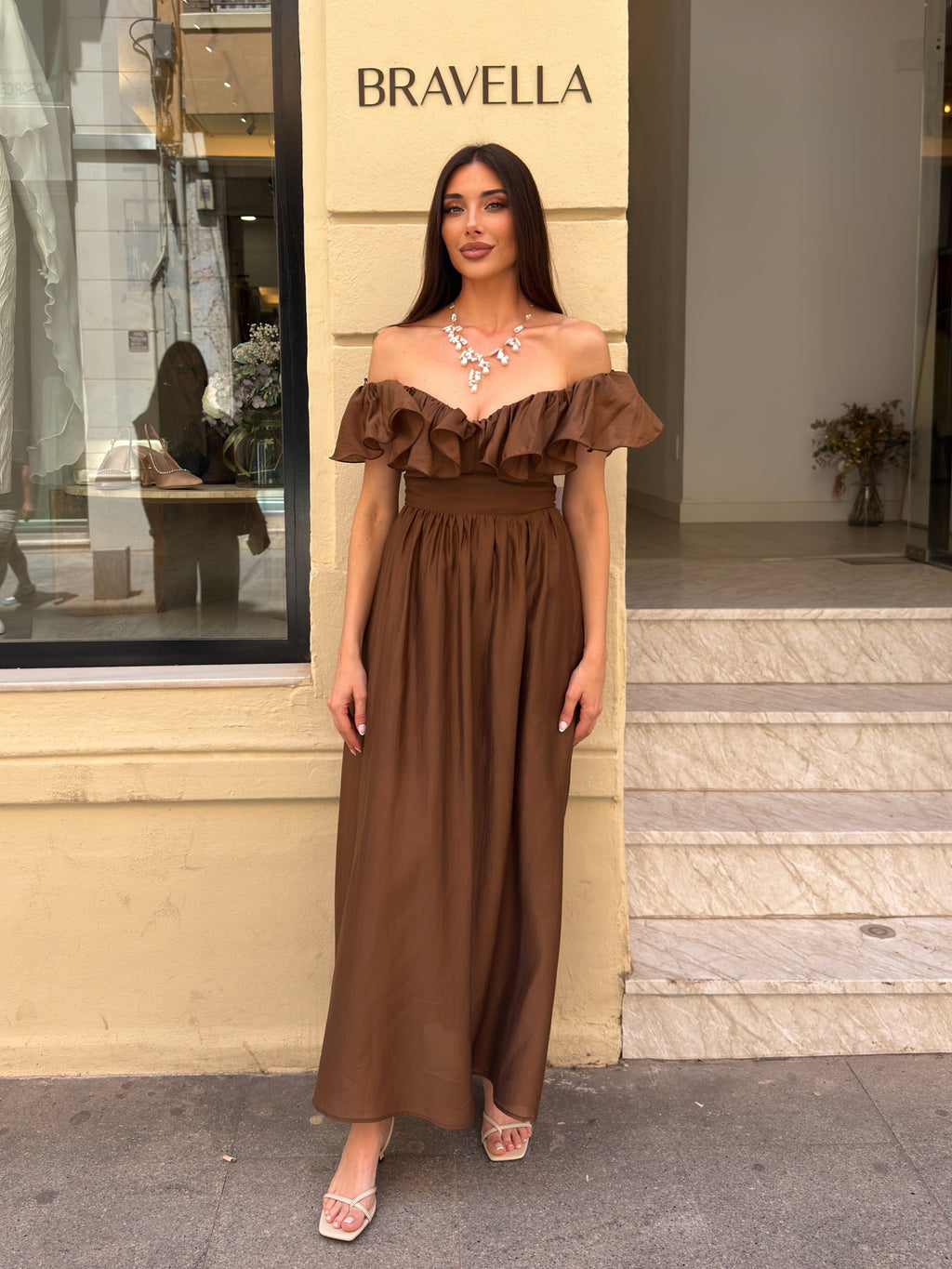Vestido escote bardot