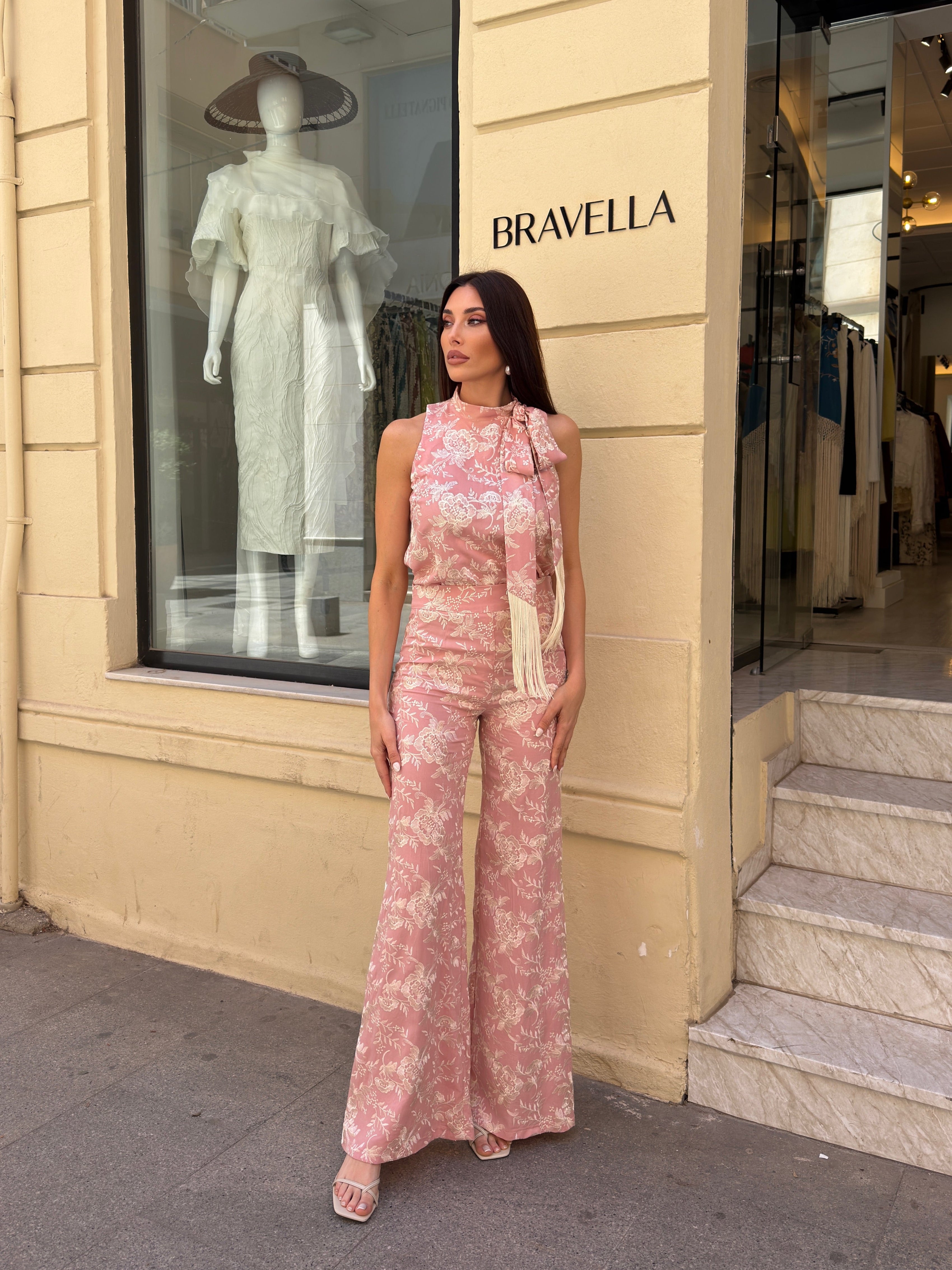 Conjunto pantalón lazado flecos