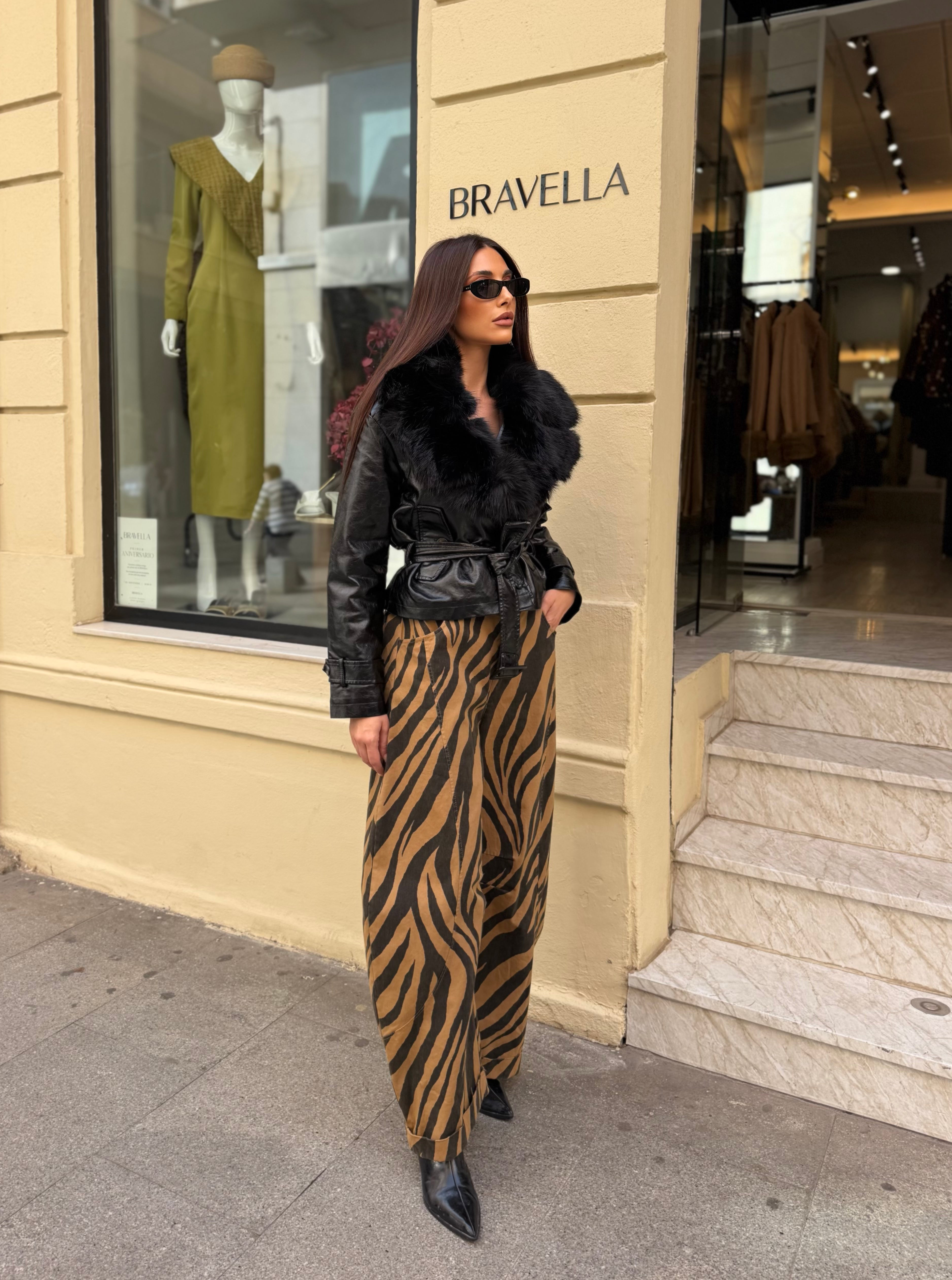 Pantalón barrel zebra